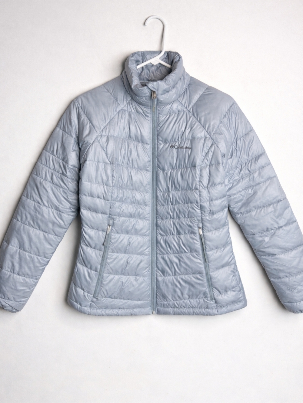 Columbia Omni-Heat 650 Down Puffer Jacket Women’s Small Silver Gray Lightweight